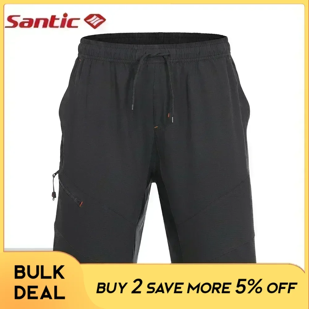 Santic Men's Cycling Shorts Summer No Padded MTB Bike Casual Short Pants Reflective Quick-dry Downhill Sports Bicycle Bottoms