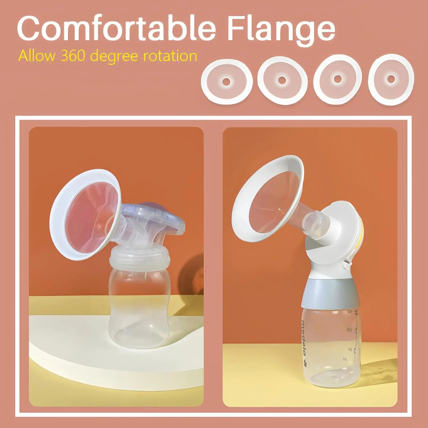 قطعتان من حواف الناعمة مع زاوية فتح أوسع 106 درجة لمضخة الثدي Medela، PersonalFit، Freestyle، Maxflow، Freestyle #3