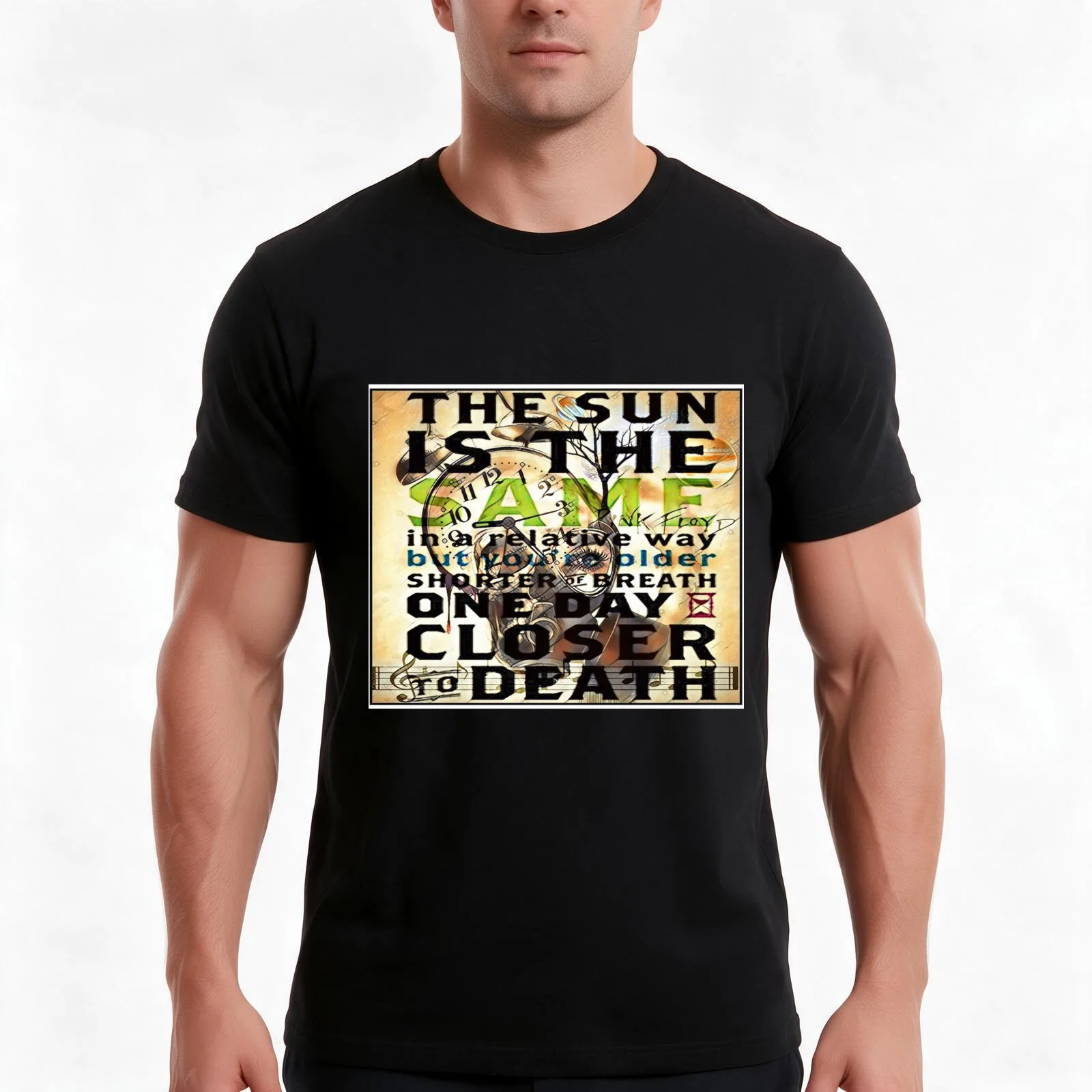 Time Creation Floyd Fan Art T-Shirt Summer Casual Cotton Tee Oversized Streetwear Tops Vintage Graphic Print 100% Cotton