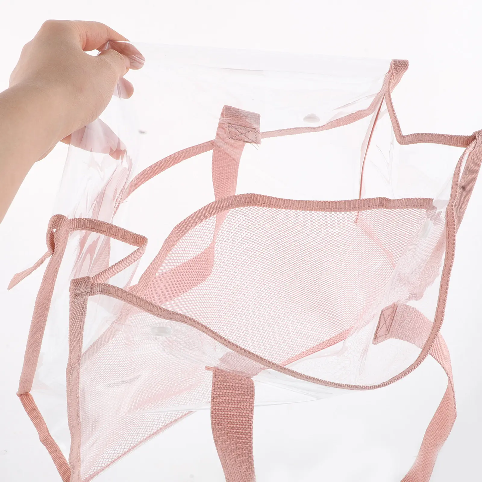 

Transparent Waterproof Tote Bag Large Capacity for Swimming Beach Travel Shopping Outdoor Activities Clear PVC Handbag