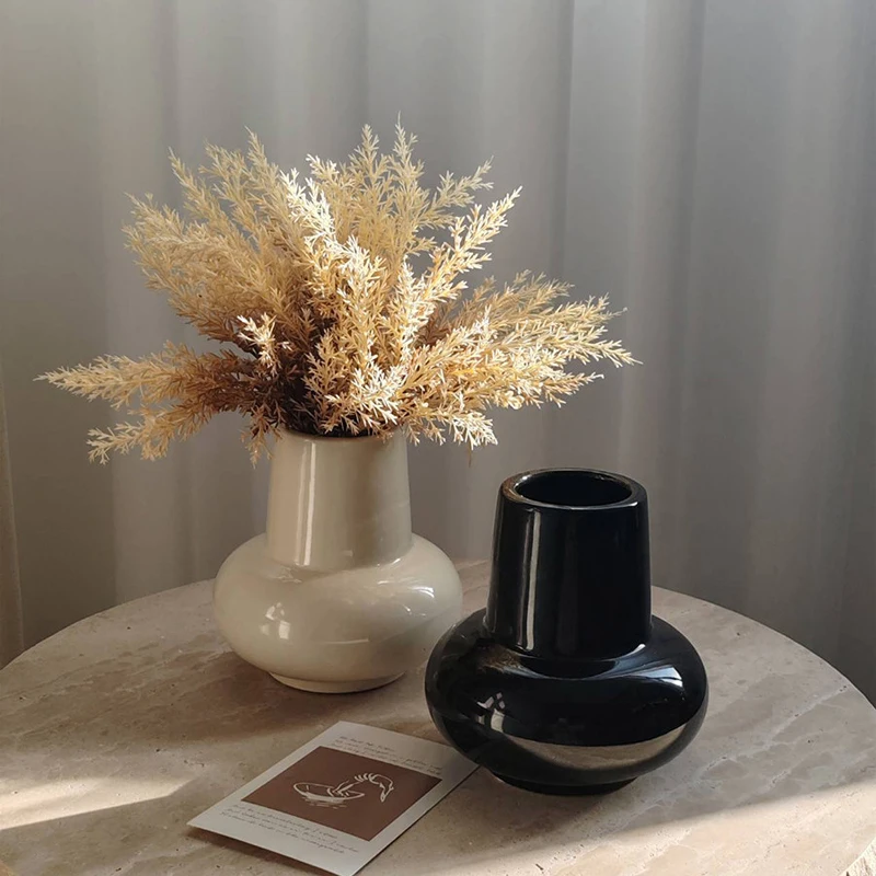 Nordic Luxury Round Belly Ceramic Vase Bouquet Ornaments Home Decoration Artificial Flower Flower Arrangement Decoration