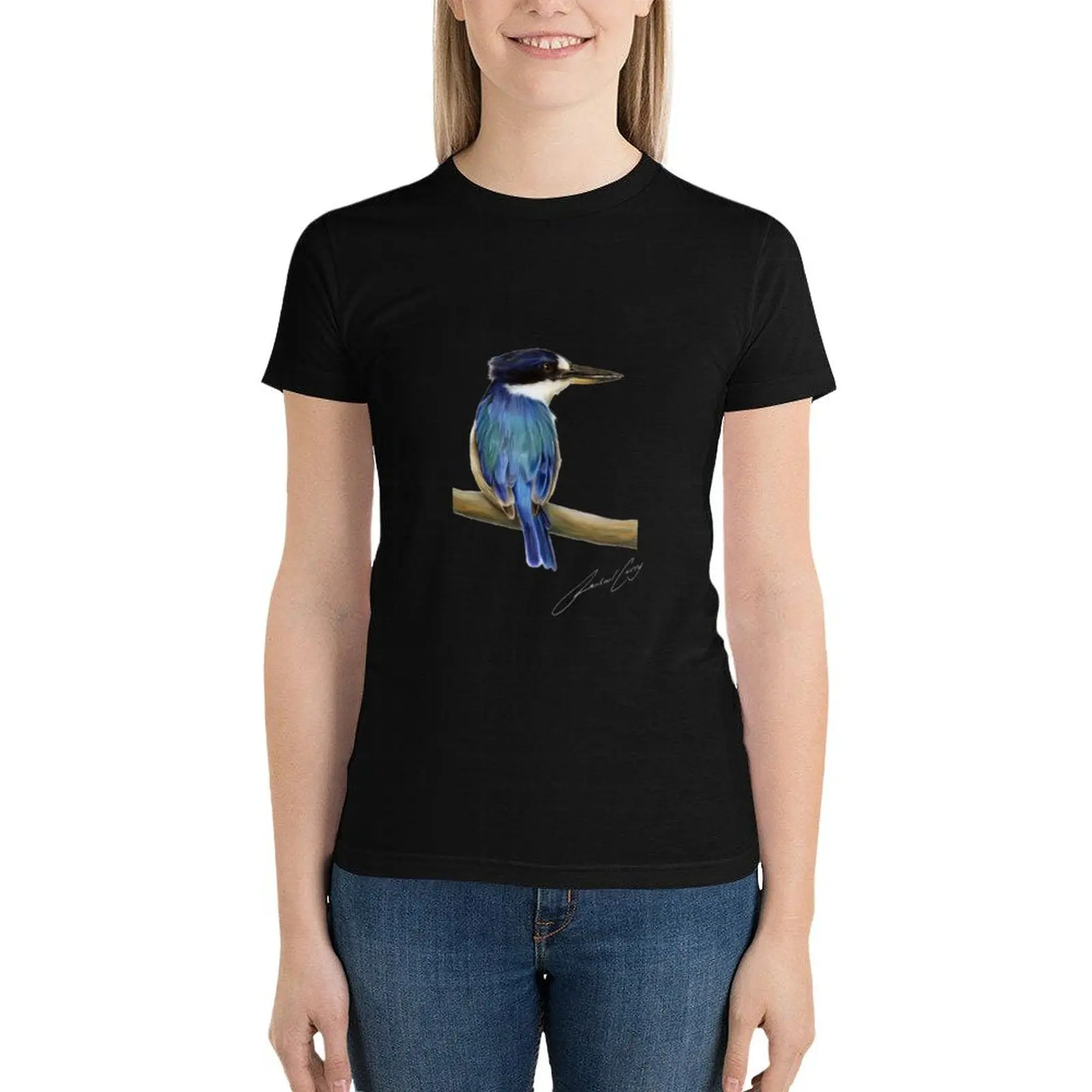 Forest Kingfisher SIGNED image bird T-Shirt heavyweights plus size tops quick drying t-shirt dress for Women plus size