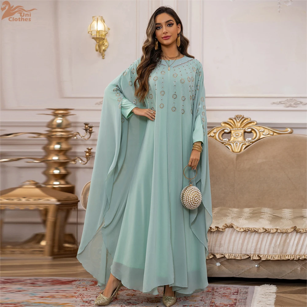 

Ramadan Eid Cloak Abaya Set Muslim Dress for Women Luxury Dubai Kaftan Cape Jalabiya Islam Clothing Kebaya Caftan Marocain Femme