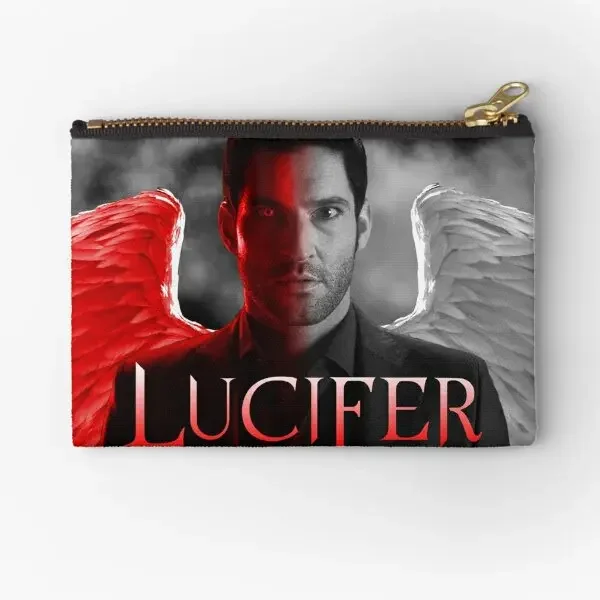 Lucifer Half Devil Face  Zipper Pouches Panties Women Socks Small Cosmetic Pocket Men Underwear Key Storage Packaging Wallet