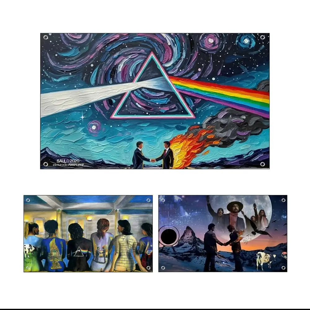 Psychedelic Band P-Pink Floyd Flags Fade-Resistant Fabric Garden Flag | Outdoor Hanging Sign for Shop Home
