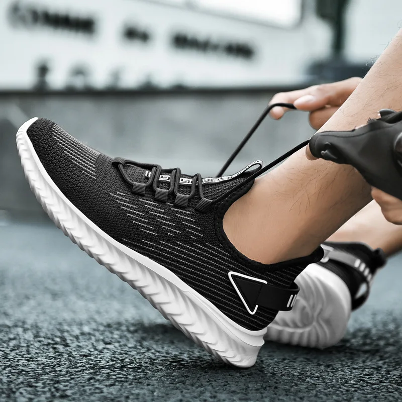 2022 Sneakers Men Breathable Stretch Fabric Soft Comfortable Running Sport Shoes Big Size 39-48 Lightweight Men Walking Shoes