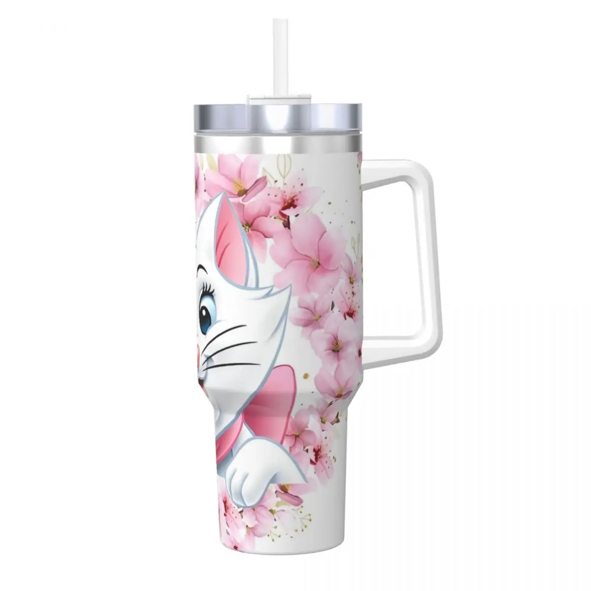 Stainless Steel Tumbler Marie Cat Mugs Cup With Straws Travel Cold Drink Water Bottle Portable Large Thermal Mug