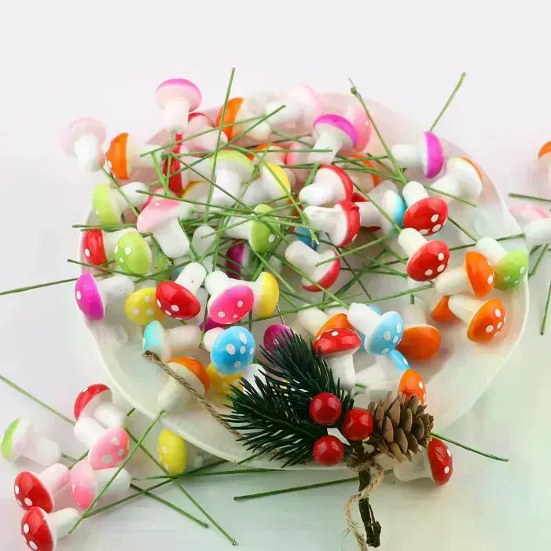 Colorful Mini Foam Mushroom Artificial Plant Ornaments For Bonsai Pots Fairy Garden Micro Landscape DIY Craft Decor 50pcs