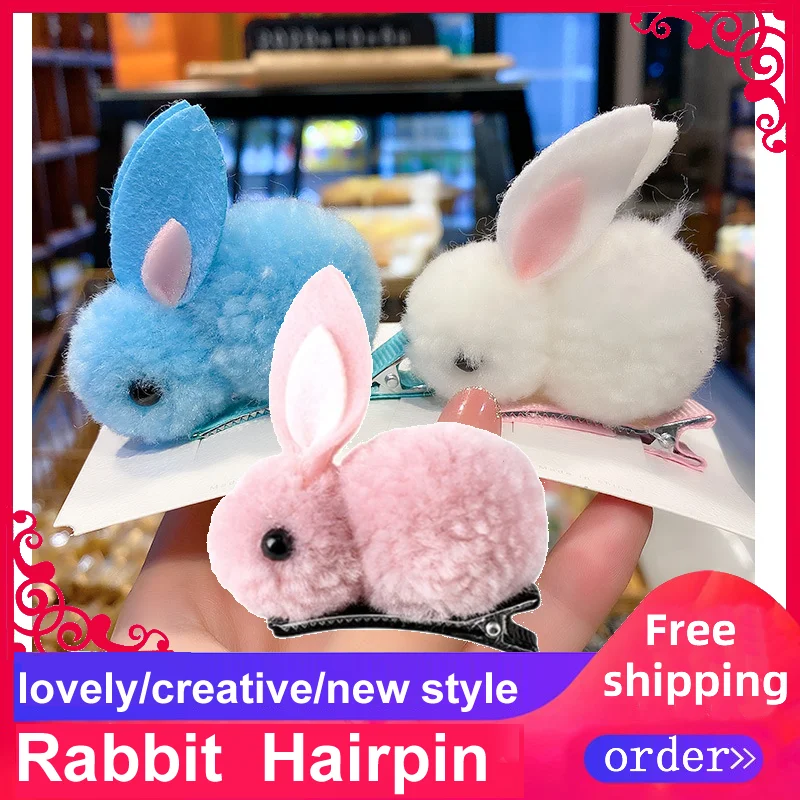 Free Shipping Good Quality 3pieces/Lot Mixed Color Lovely Creative Kawaii Rabbit Clip hairpin for Girl Woman Fair Collection