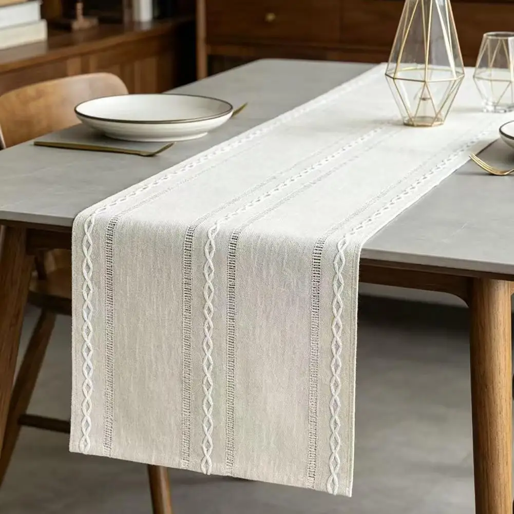 Cotton Linen Table Runner, Scandinavian Elegant Long Desk Runner For Coffee Tea Table, Earthy Farmhouse Home Decor