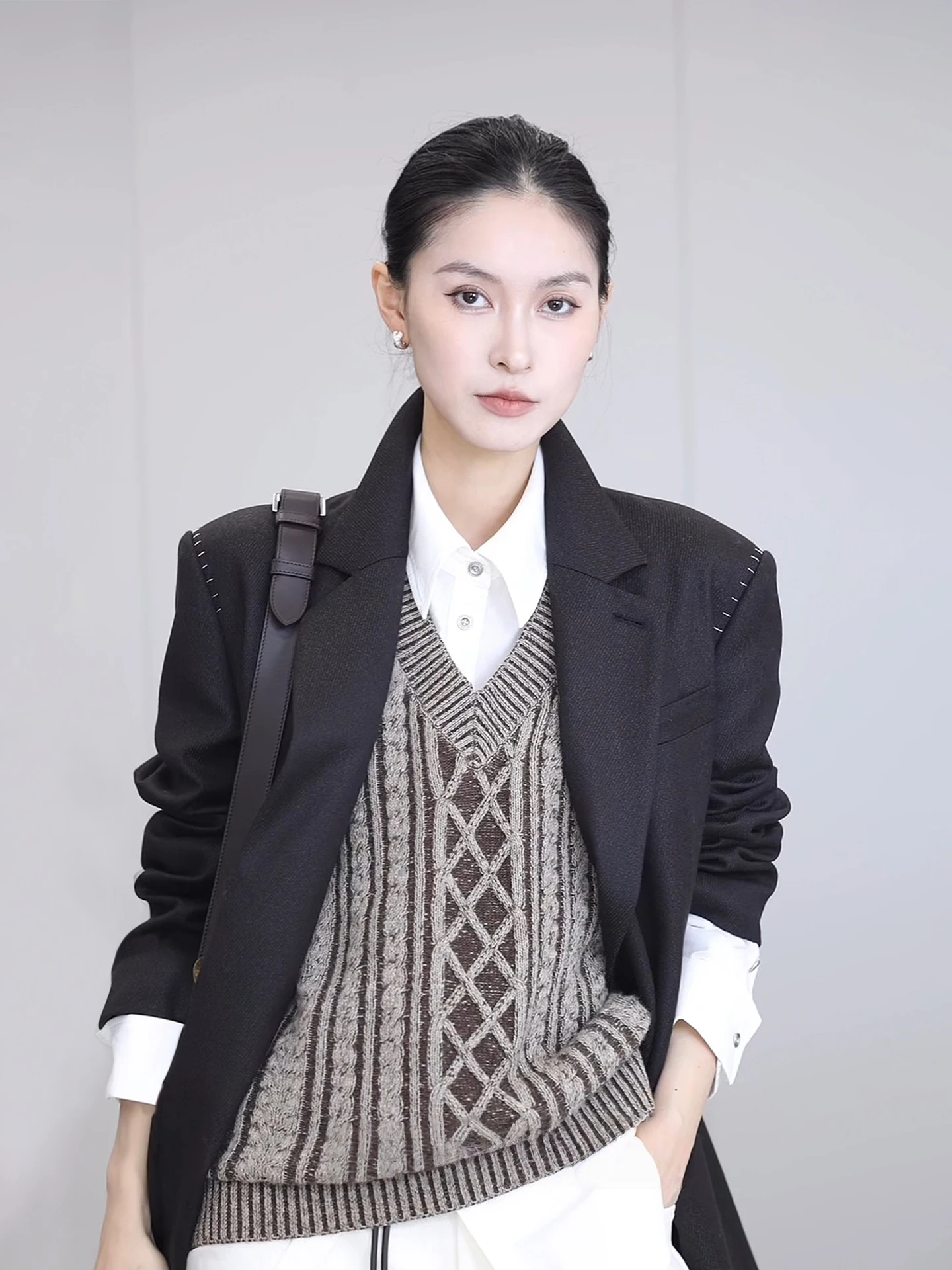 

Jieji Zhang Spring Commute Women's Single-Button Design Versatile Woolen Casual Busin Interview Friendly