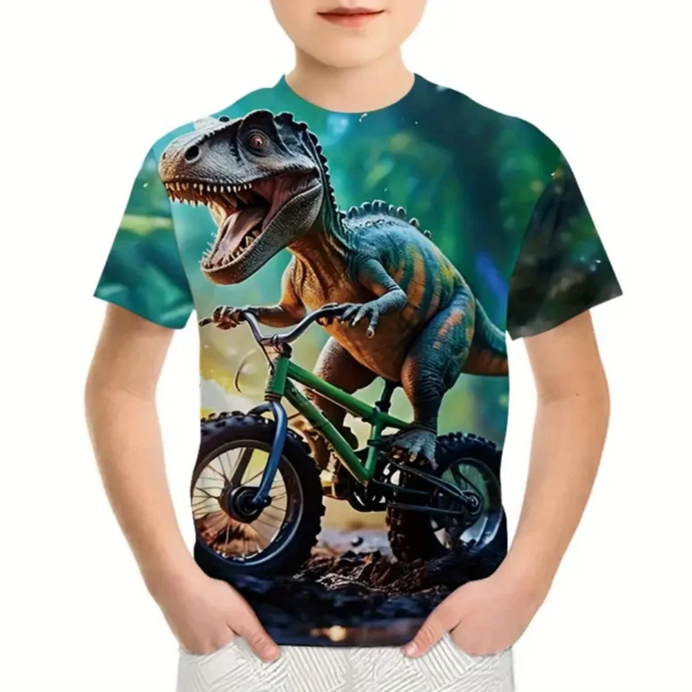 Boys Kids Clothes 3D Print Cartoon Dinosaur Graphic T Shirts Fashions Summer Streetwear O-Neck Short Sleeves T-Shirts for Boys