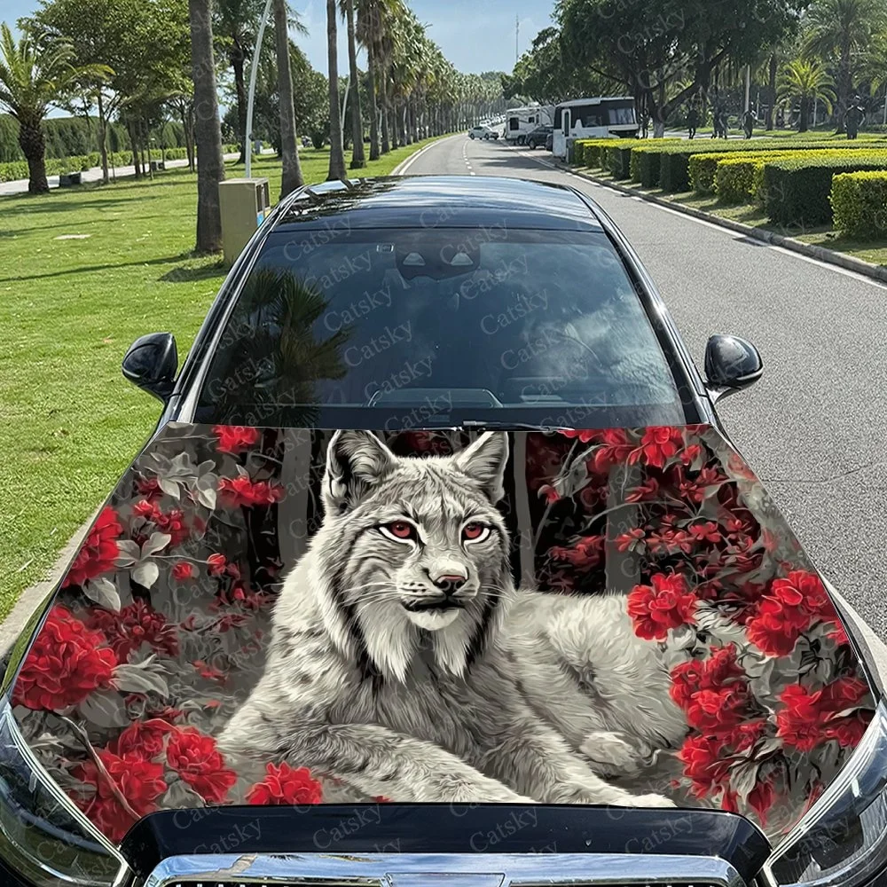 

Lynx Gaze Unique Car Hood Sticker PVC Self Waterproof Stick, Striking Auto Exterior Accessories Decor Protect Gift for Car Lover
