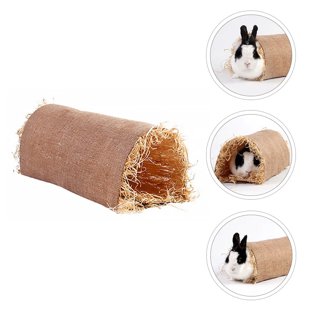Handwoven Eco- Pet Nest for Rabbits Guinea Pigs Hamsters Chinchillas Breathable Warm Year-Round Sleeping Tunnel