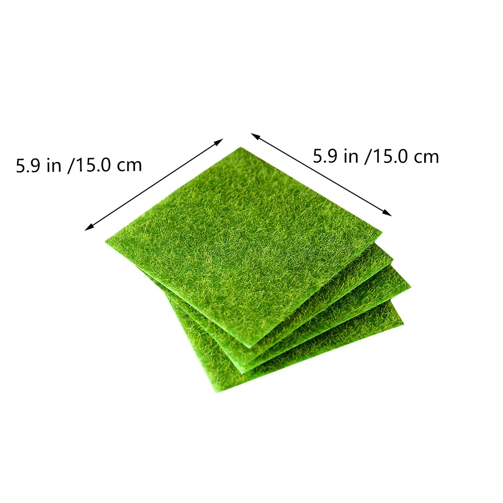 4 Pcs Grass Square Fairy Garden Houses Mini Artificial Ornamental Accessory Miniatures Craft Lawn