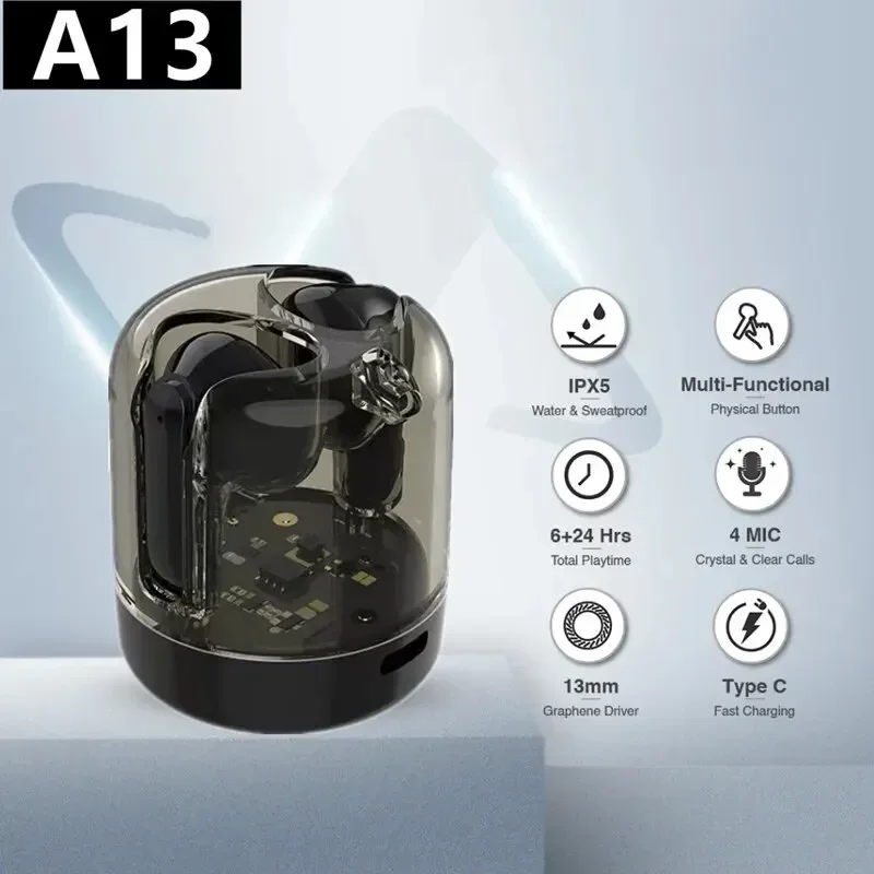 Oryginalne słuchawki bezprzewodowe Bluetooth A13 TWS 5.3 zestaw słuchawkowy wodoodporny słuchawki douszne basowe z redukcją szumów słuchawki bezprzewodowe Bluetooth