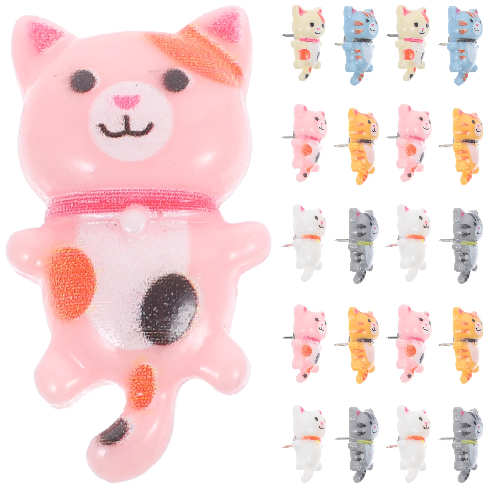 

30Pcs Cat Push Cute Thumb Tacks Resin Metal Pointed Needle for Cork Board Wall Office Desk Decor Bulletin