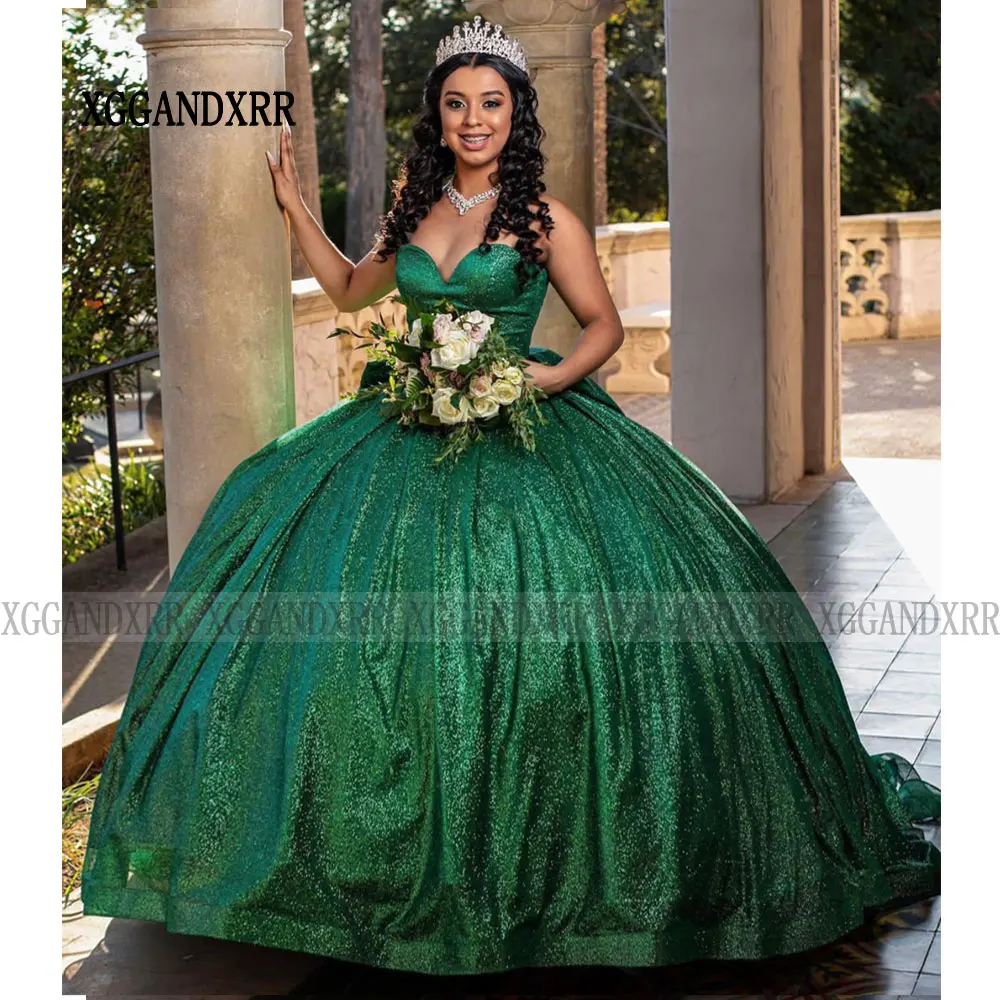 Vestido elegante princesa Quinceanera, vestido de baile verde, 16 anos doce, 15 anos, 2024