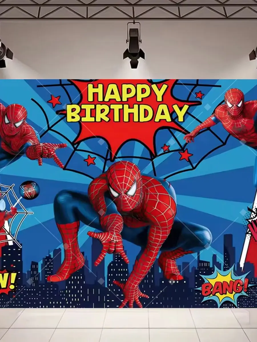 Cartoon Marvel Superhelden Geburtstagsparty Dekoration Hintergrund Spider-Man Iron Man Captain America Kinderparty Zubehör Deko Requisiten