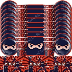 61Pcs Ninja Birthday Party Decoration Set Ninja Warrior Tableware Cup Plate Napkins Tablecloth for Kids Boys Karate Party Favors