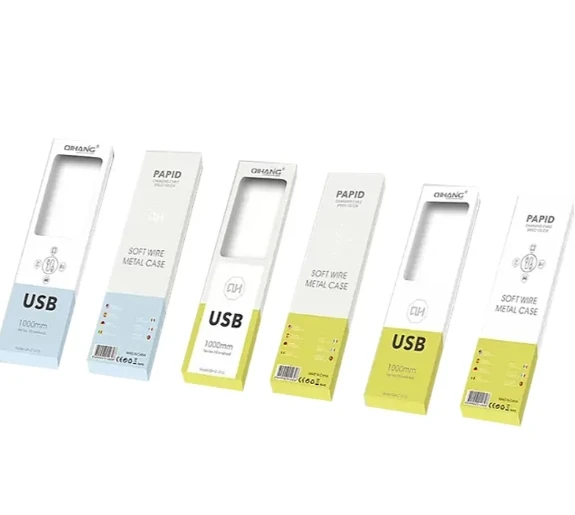 Ücretsiz tasarım toptan özelleştirmek Hediye Kutusu şarj kablosu katlanabilir kağit kutu marka logosu ambalaj kutusu