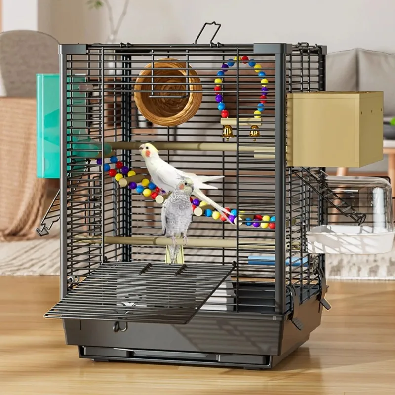 

Большая металлическая клетка для попугаев для волнистых попугаев и корелл — просторная горизонтальная проволочная клетка с игровой подставкой, домашний декор