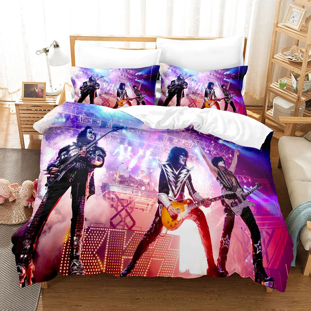 Kiss Rock Band Music 3D Duvet Cover Bedding Set Polyester Pillowcases Quilt Cover Fashion Home Decor Gift Twin King Queen