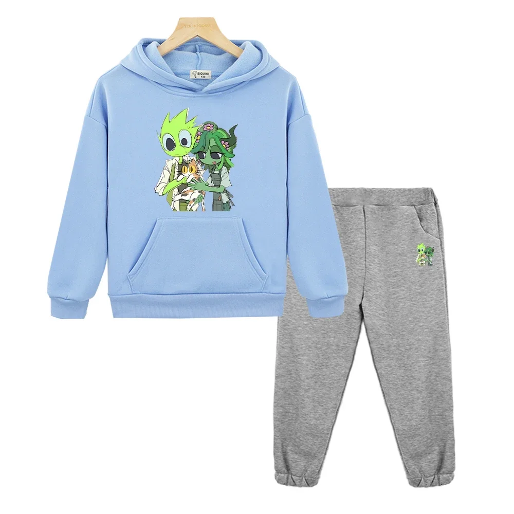 

Sprunki anime hoodie Fleece sweatshirt Sprunki boys girls Sports Hooded Sets 2pcs pullover+Pants jacket kids boutique clothes