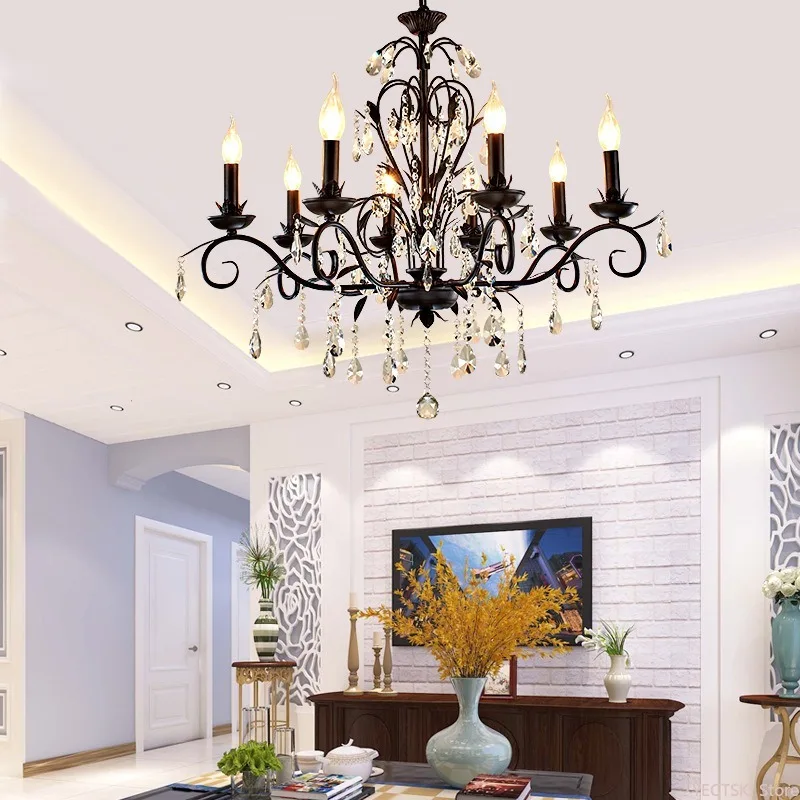 

American crystal chandelier living room lights Nordic modern minimalist creative bedroom candles dining room lamps