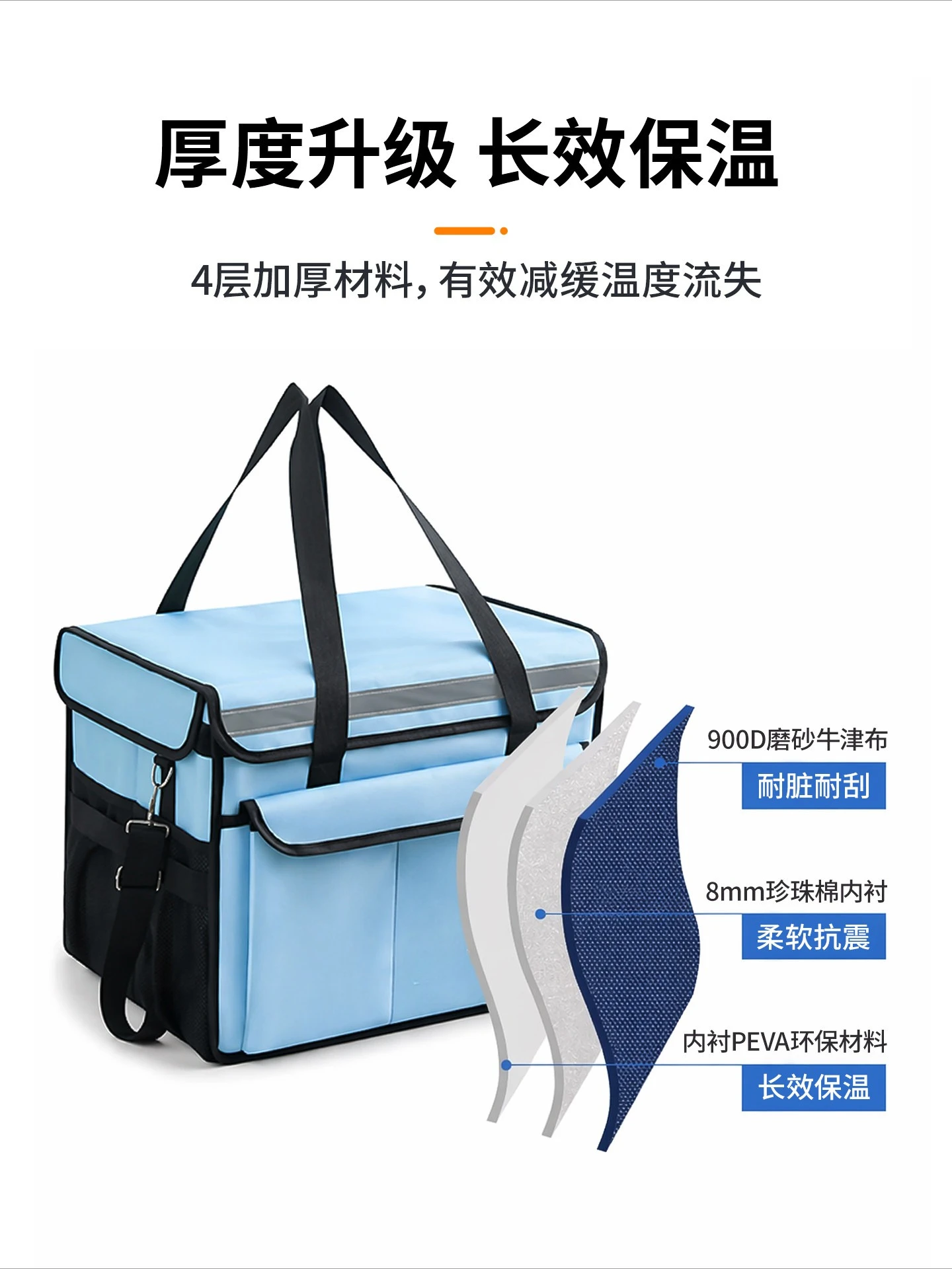Large-capacity insulated cooler bag, travel car refrigerator, foldable portable delivery box, outdoor camping picnic bag
