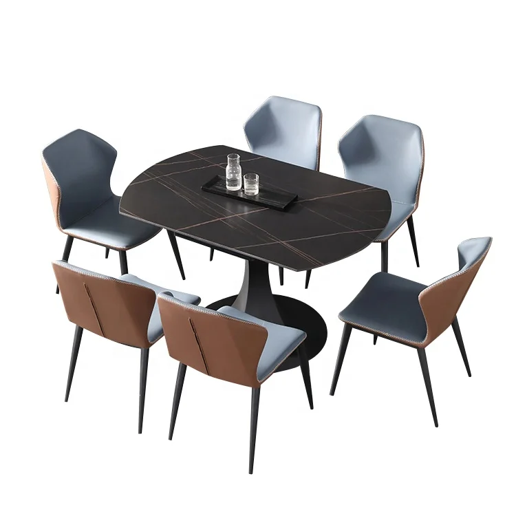 Nordic Style Space Saving Marble Or Slate Extendable Multi-Functional Round Dining Table