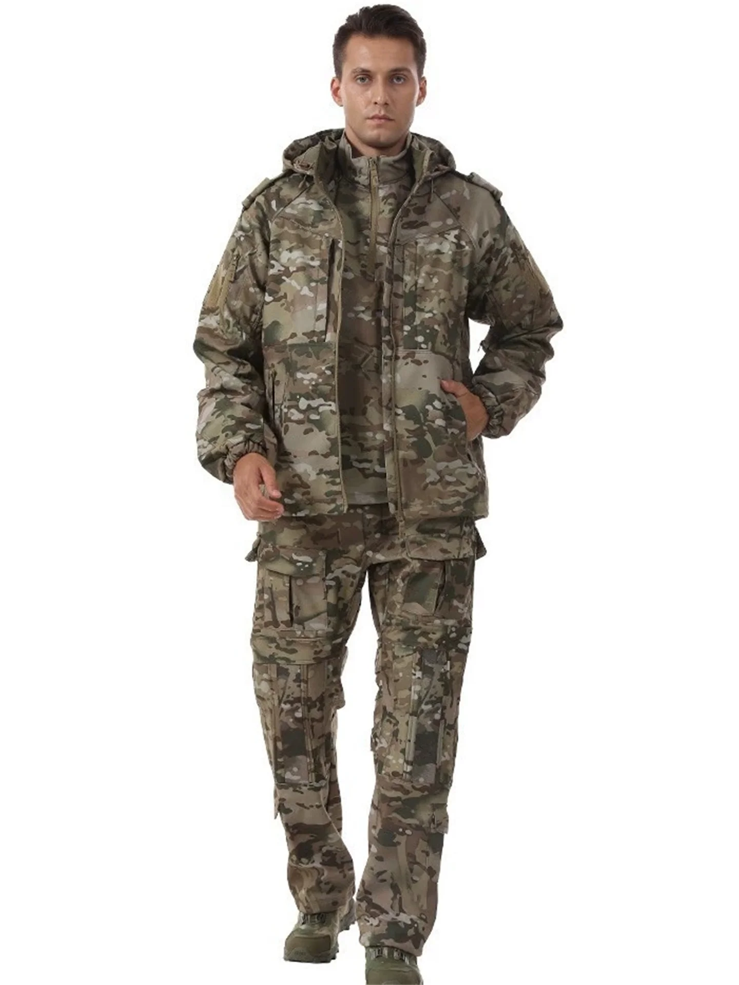 

Men's 3-In-1 Windproof, Waterproof, Warm Mountaineering Jacket, Camouflage Tactical Three-Piece Suit