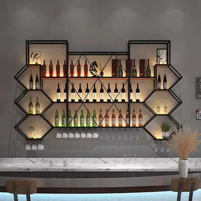

Shelves Drinks Alcohol Cabinets Display Restaurant Nightclub Space Saver Wine Cabinets Metal Cellar Angolo Bar Bar Furniture