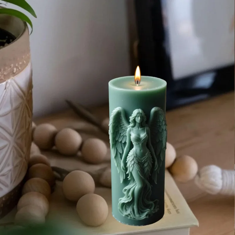 مثير آلهة مجنح شمعة قالب من السيليكون الجناح فتاة اسطوانة شمعة قوالب DIY بها بنفسك اليدوية الروائح الجبس الصابون صنع القالب