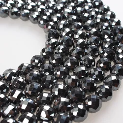 Natural Stone Beads AAA Faceted Black Hematite Stone Loose Beads 2 3 4 6 8 10mm For Bracelet Necklace Jewelry Making