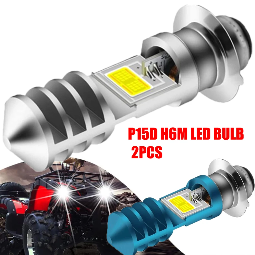 2xH6M LED Bulbs AC/DC 12-48V P15D LED Bulbs 6000K LED Motorcycle Bulbs Suitable For ATV YFZ YFM Raptor Grizzly Kodiak Motorcycle