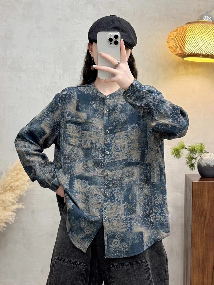 Max LuLu 2024 Winter Womens Fashion Printed Linen Shirts Loose Floral Clothes Ladies Classic Casual Tops Luxury Cotton Blouses