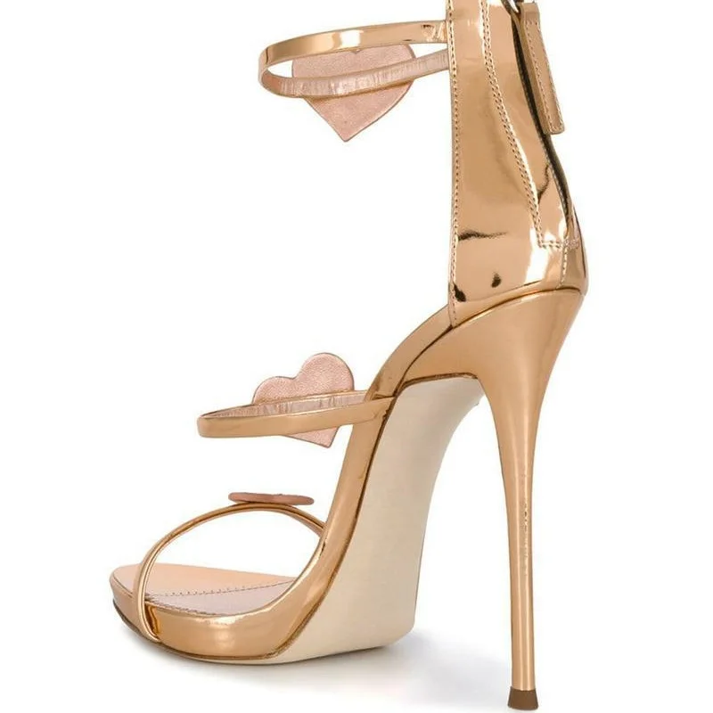Summer new patent leather with love rhinestone sandals banquet dress large size thin high-heeled waterproof platform women shoes