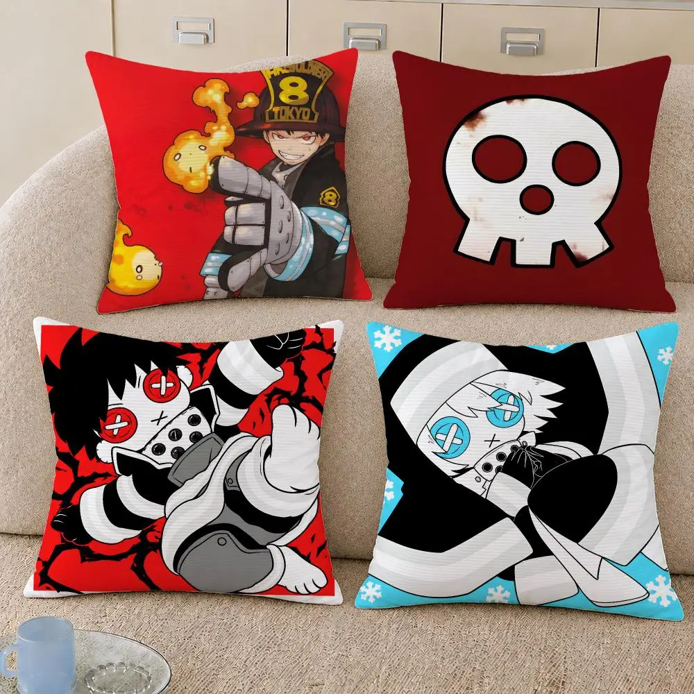 Anime Fire Force Shinra Kusakabe Cushion Cover Decorative Pillowcase Soft Short Plush Cozy Durable Sofa Home Decor Items Gift