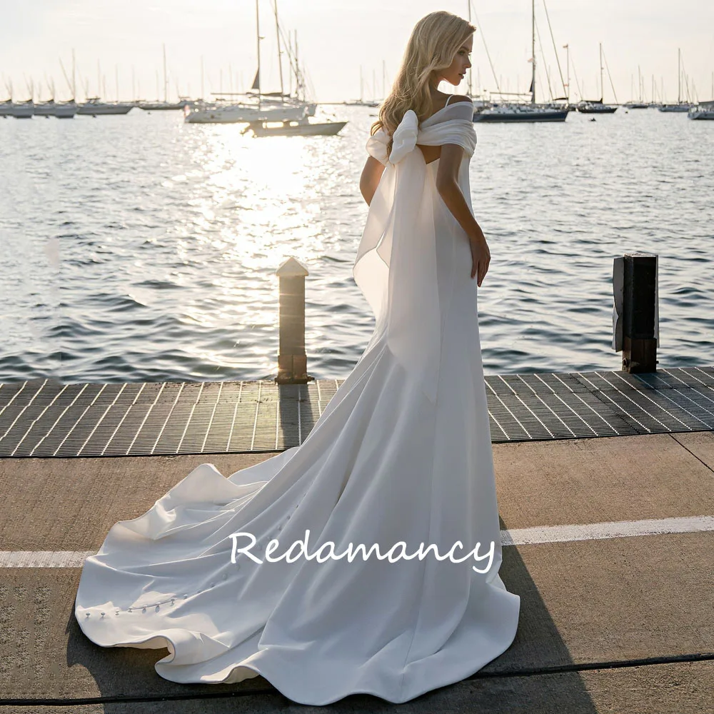 Redamancy-Robe de Mariée Sirène en Satin pour Femme, Simple, en Forme de Cœur, avec des Appliques, Slim, Éducative, 2024