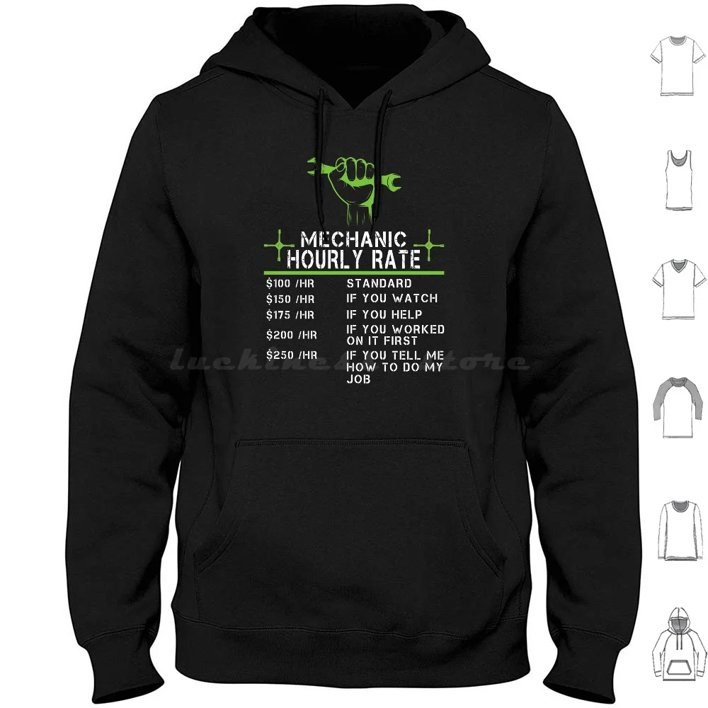 Mechanic Hourly Rate Labor Rates Hoodies Long Sleeve Funny Mechanic Hourly Rate Labor Rates Fix Things Funny Mechanic