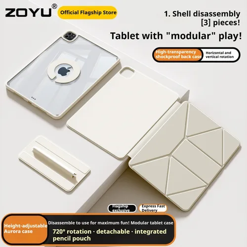 Imagen 2 del producto ZOYU para iPad 10/11a funda con soporte de altura aumentada, funda extraíble transparente magnética iPad Pro 11 12,9 13 Air 4/5th mini 6/7