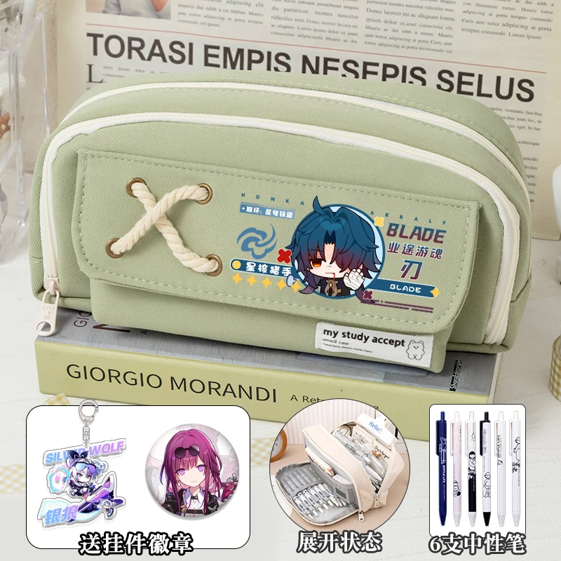 Honkai: Star Rail Anime Game Cos Aventurine Dr. Ratio Misha Argenti Etc. 2024 Unisex Large Capacity Q Version Simple Pencil Case