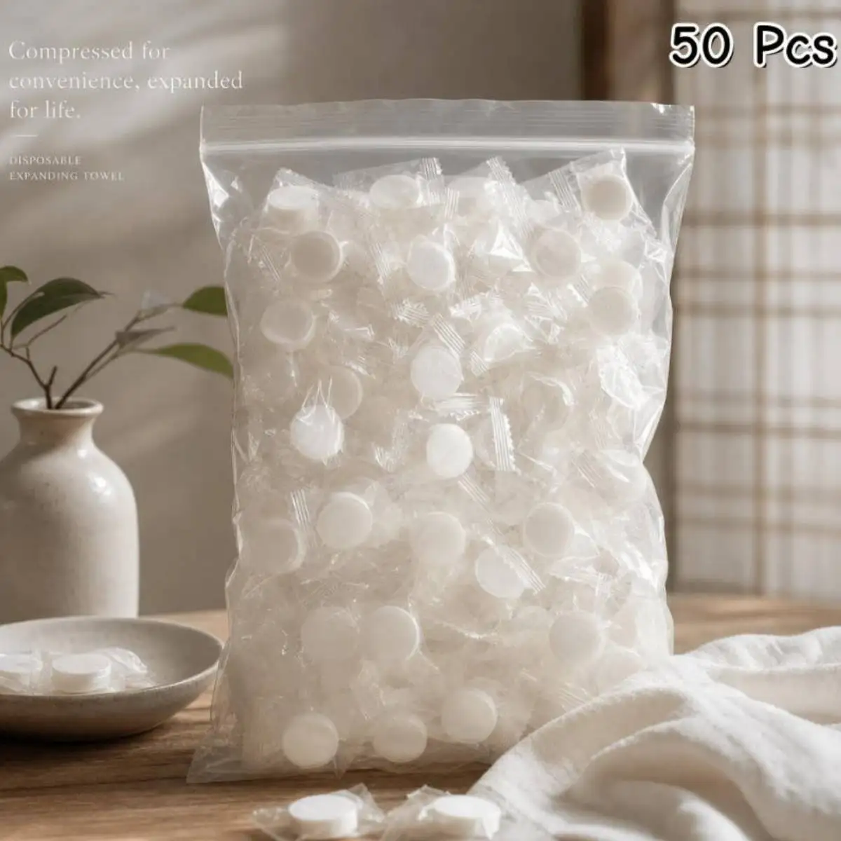 50Pcs Disposable Compressed Towels Portable Magic Facial Towels For Travel Camping Hiking Outdoor Skin Cleansing