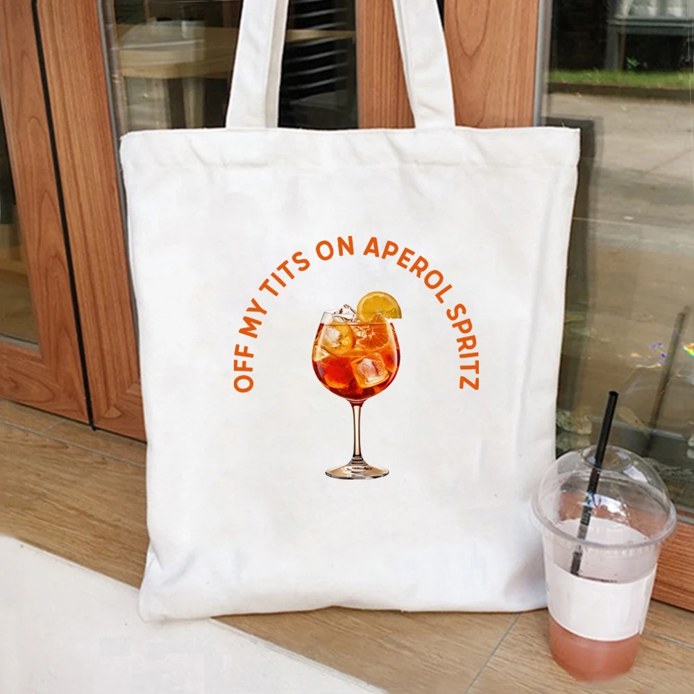 حقيبة كتف الكوكتيل للنساء ، حقائب حمل من القماش ، من ثديي على Aperol Spritz ، مرح ، هدية حب لهواة الحب #2