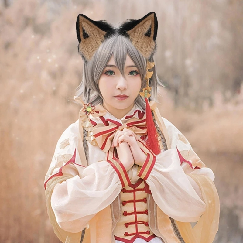 Fluffys Mèo Đầu Handmade Lông Thú Giả Tóc Vòng Cho Animes Trang Phục Hóa Trang Animes Đầm Dự Tiệc Cosplay Tóc Hoop