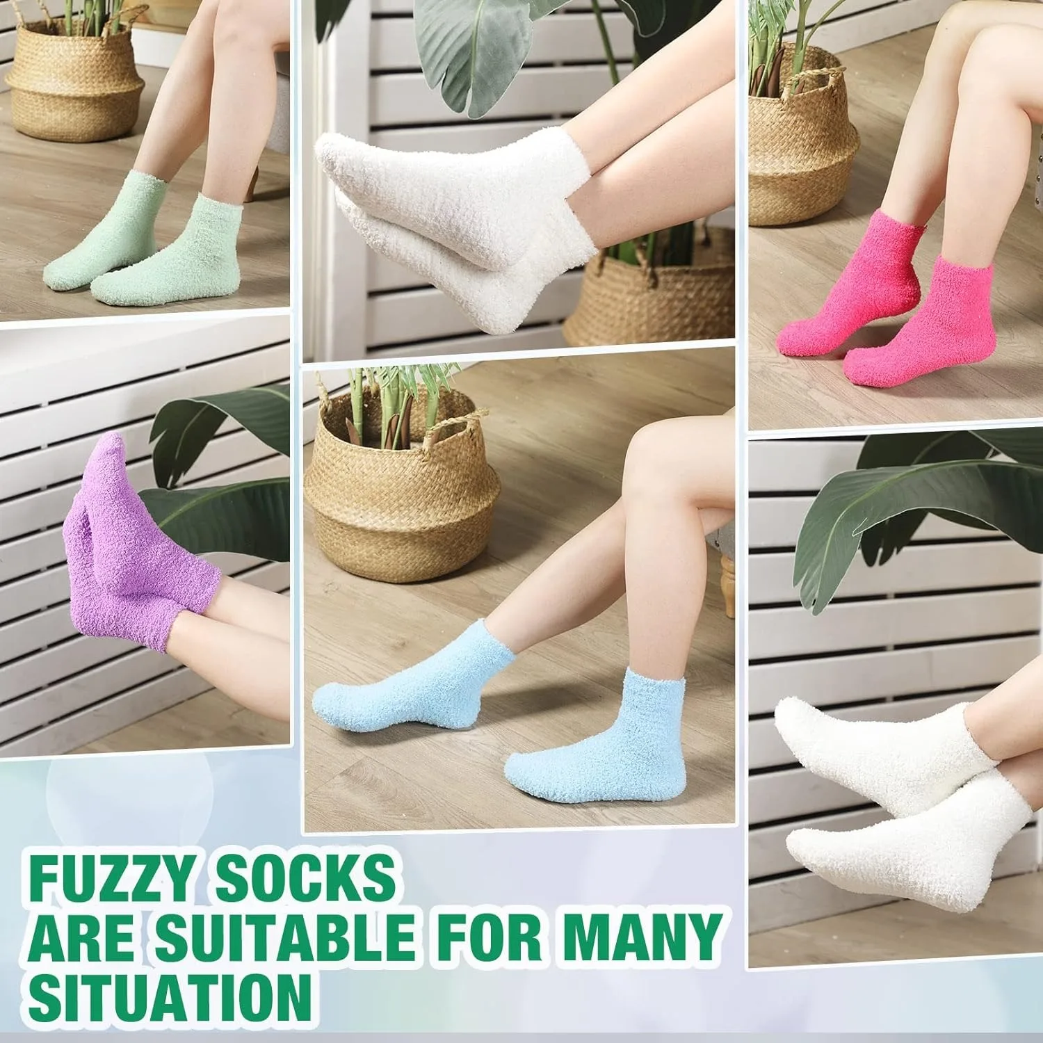 Candy color soft floor socks autumn and winter warm slippers socks fluffy home sleeping socks