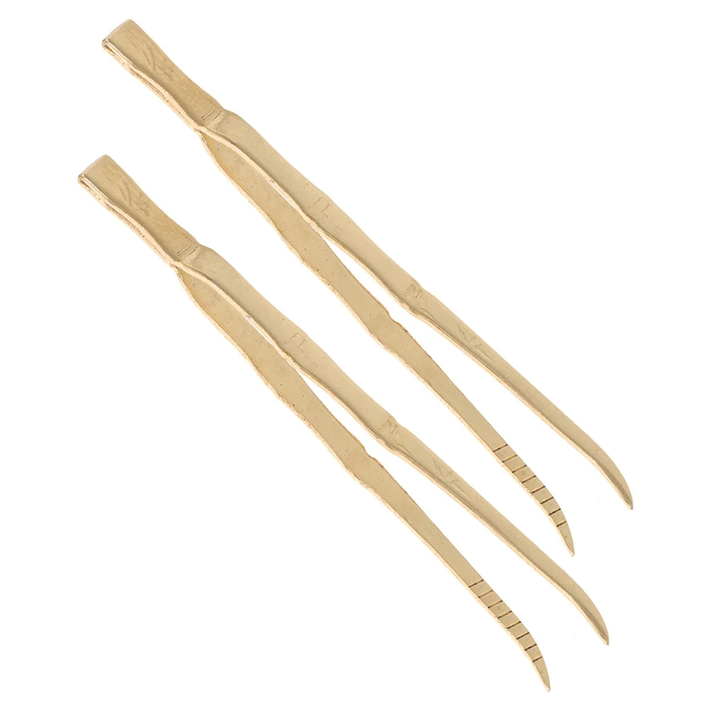 

2Pcs Vintage Brass Incense Tongs Embossed Design Long Handle for Charcoal Handling Church Ceremonies Prayer Rituals Metal