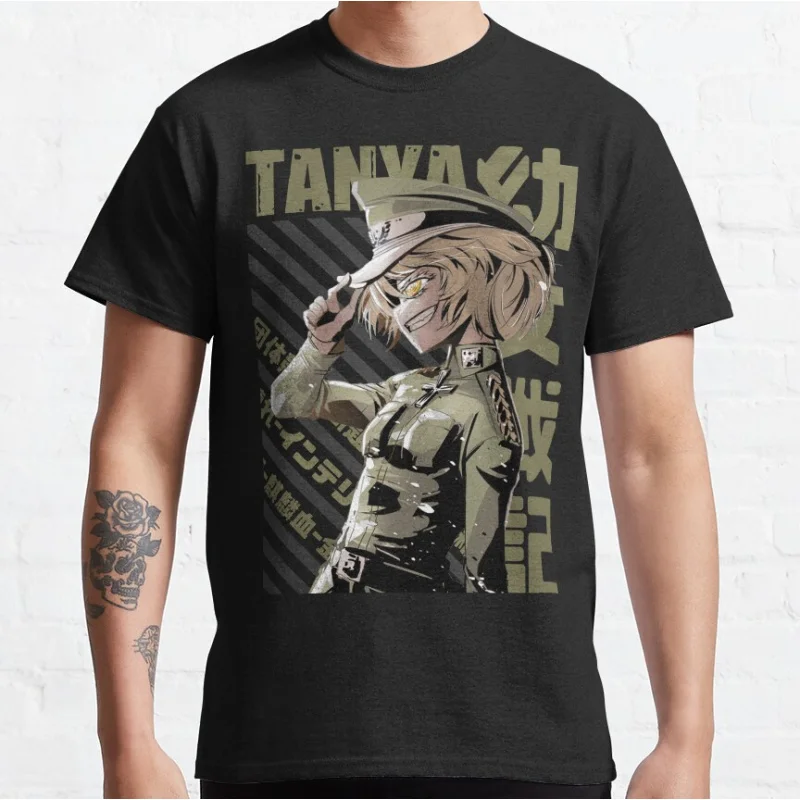 

Youjo Senki Tanya degurejaff kawaii anime girls cute manga otaku short-sleeve crewneck T-shirt for men large size adult tops