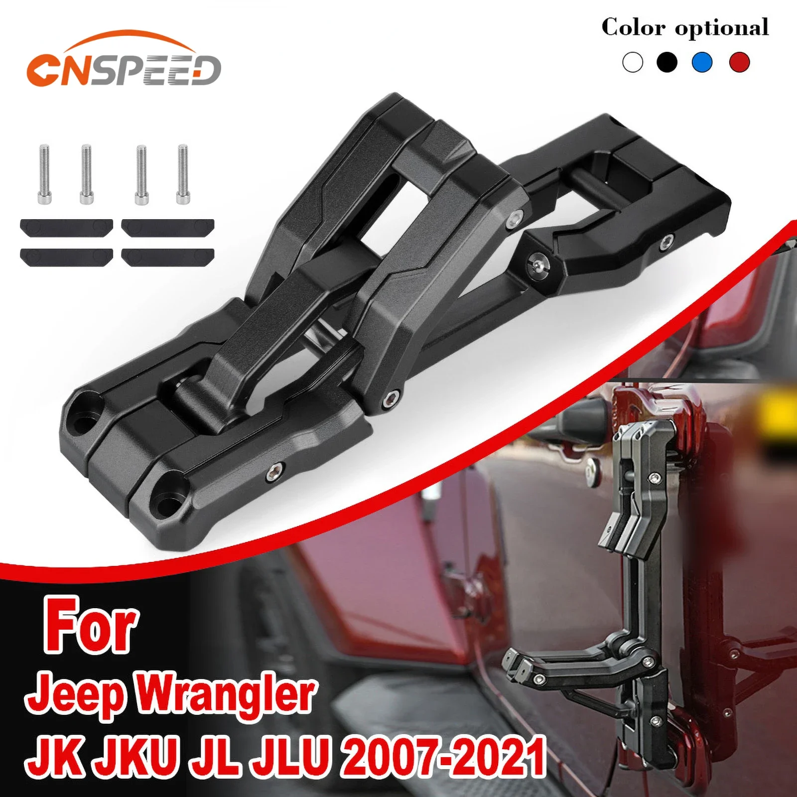 Dla Jeep Wrangler JK JKU JL JLU 2007-2021 Aluminiowa składana drabina samochodowa Zawias drzwiowy Stopień Wytrzymały podnóżek Składany